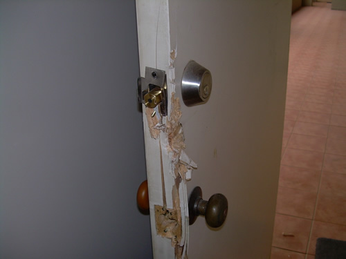 Damage to door during break-in